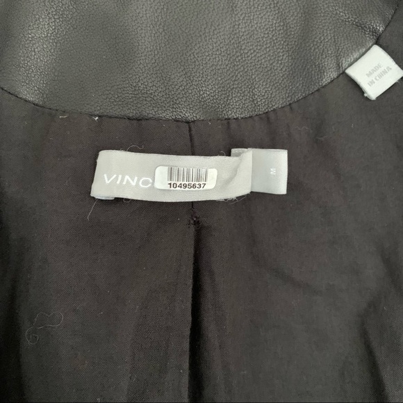 Vince Leather Moto Jacket Size Medium Black *repaired - Picture 5 of 9